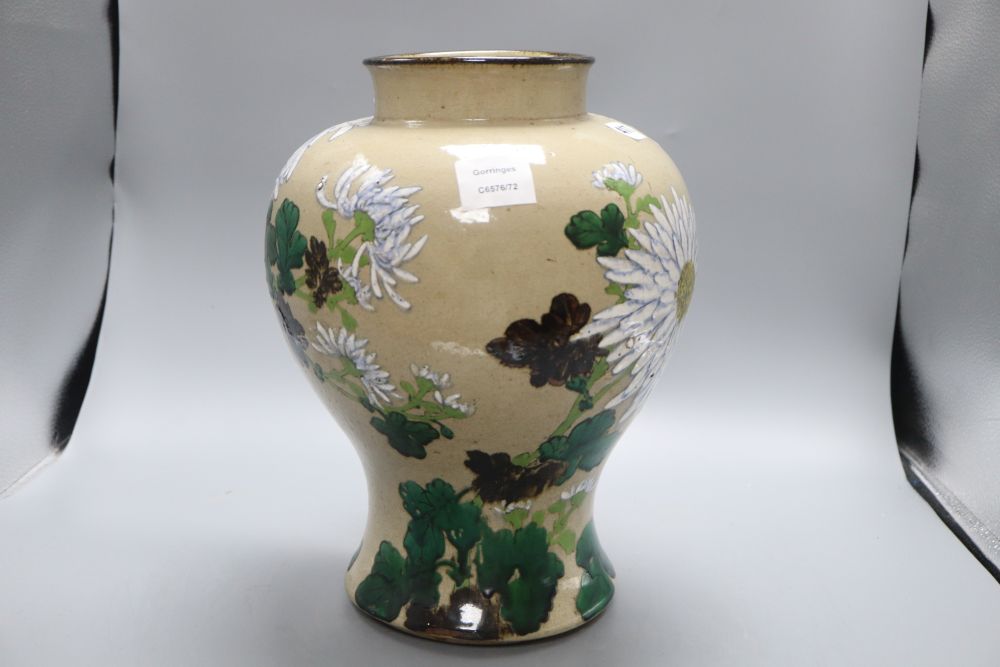 A Japanese studio pottery baluster vase, Meiji period, height 36cm